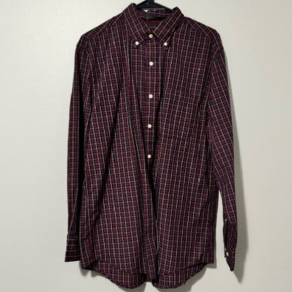USED Men's Saddlebred Long Sleeve Button Down Shirt Color Burgundy Size Medium - Picture 1 of 2